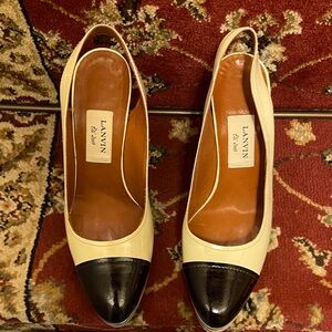 Lanvin Cream and Black Cap-Toe Heels